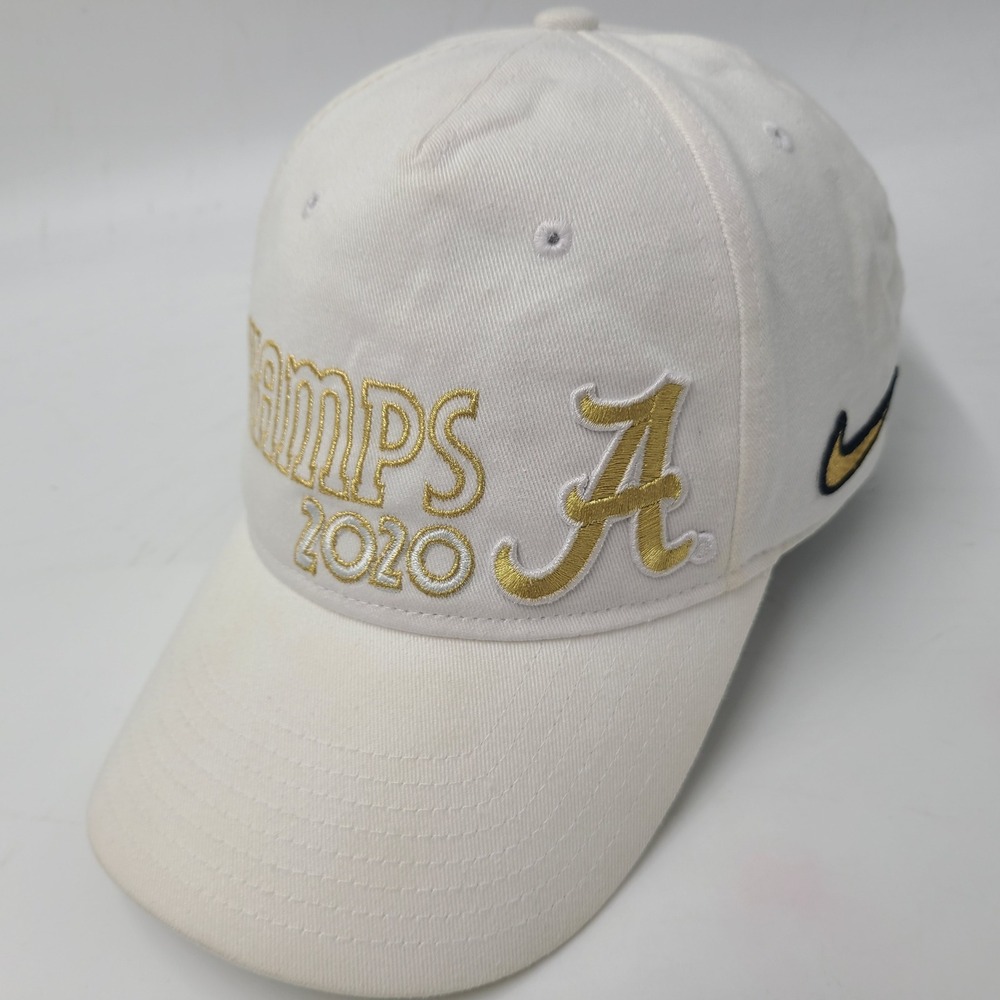 Alabama Crimson Tide Hat Strapback Nike White Gold NCAA National Champions 2020